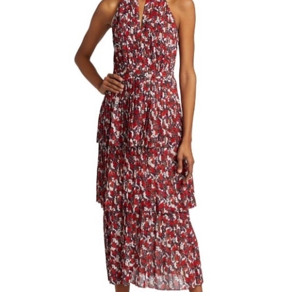 Monique Lhuillier Red and White Maxi Dress